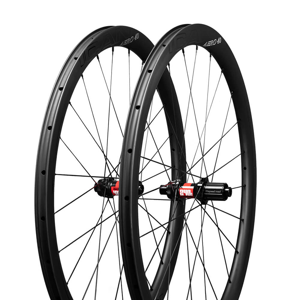 ICAN AERO 40 clincher tubeless ready carbon road bike disc wheelset with DT240s centerlock hubs 25mm wide